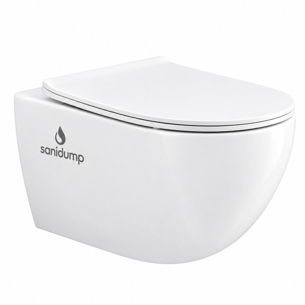 sanidump Modern White Wall-Hung Toilet with Soft-Close Seat