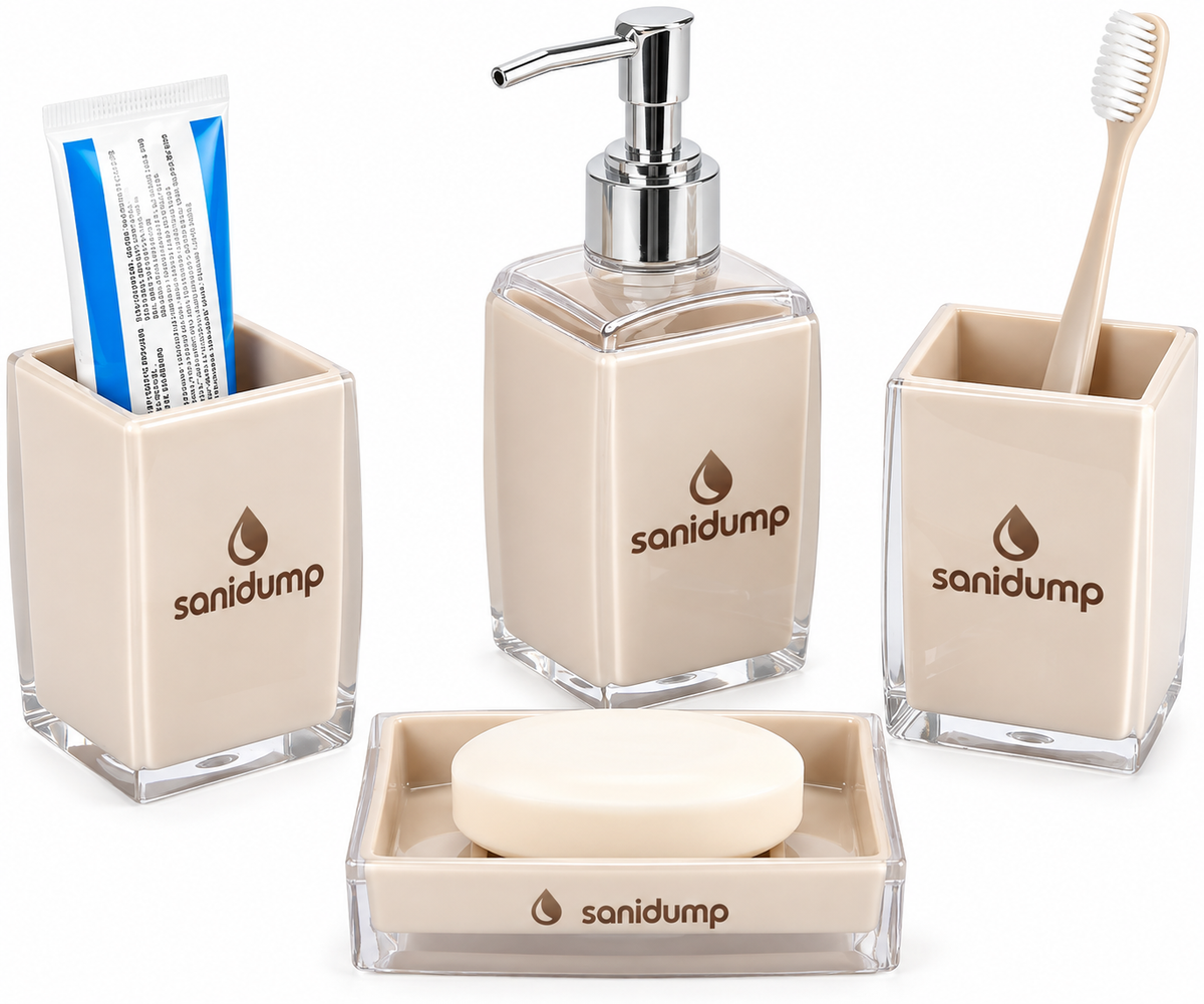 sanidump 4-Piece Beige Bathroom Accessories Set