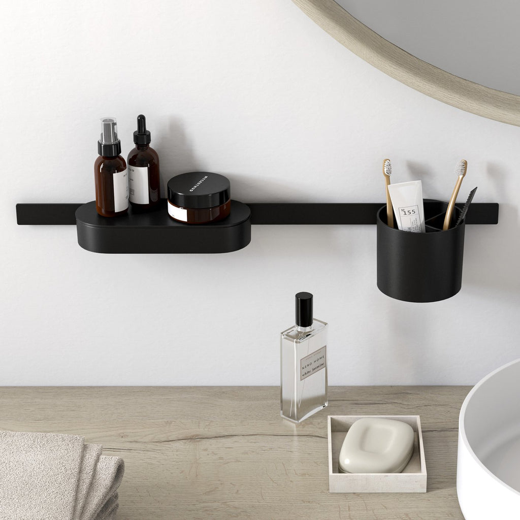 sanidump Matte Black Bathroom Organizer Set – 4 Piece