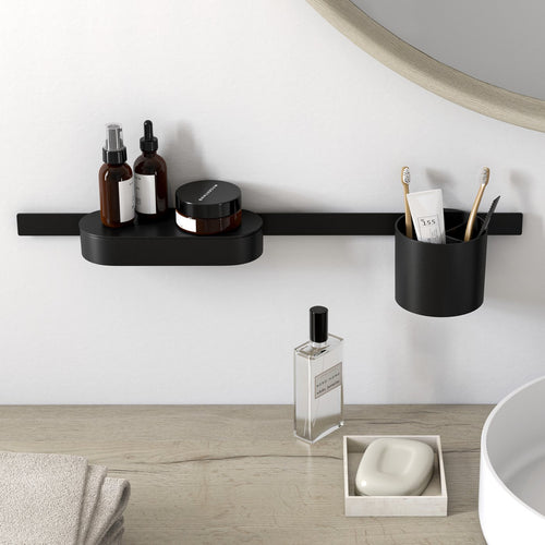 sanidump Matte Black Bathroom Organizer Set – 4 Piece