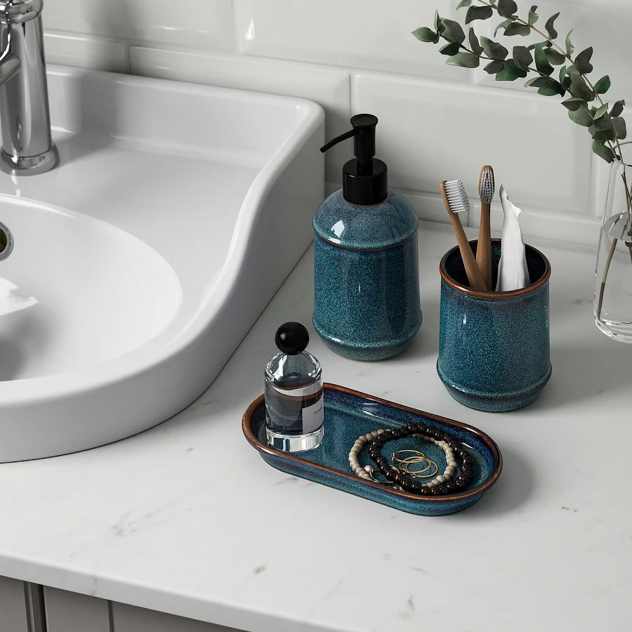 sanidump Teal Ceramic Bathroom Set – 3 Piece